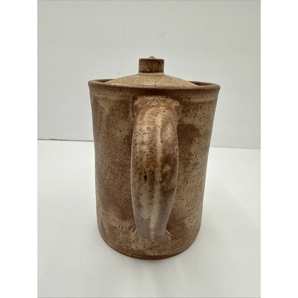 Vtg 1960's African Ceram Kloto Togo Glaze Pottery Pitcher Brown Hand Made Signed